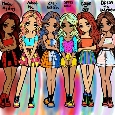 a group of girls realistic