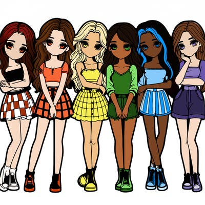 a group of girls realistic