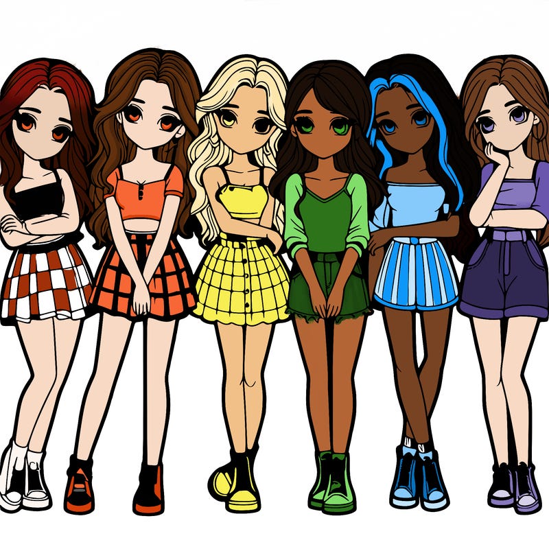 a group of girls realistic