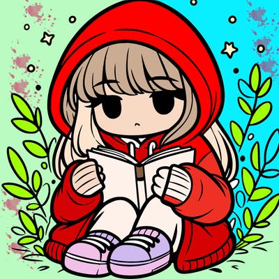 girl in oversized hoodie reading a book