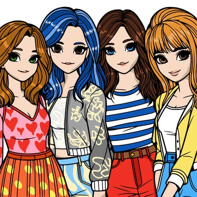 a group of girls realistic