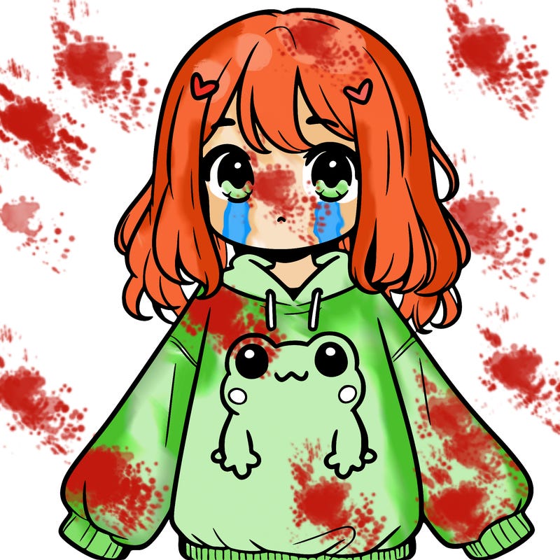 girl wearing frogging sweatshirt