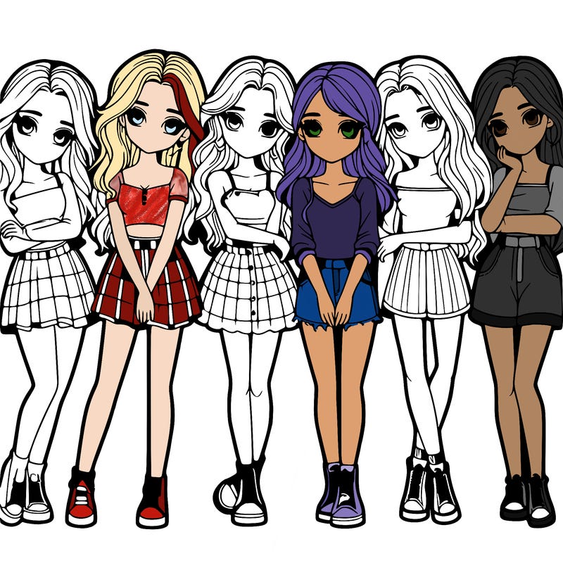 a group of girls realistic