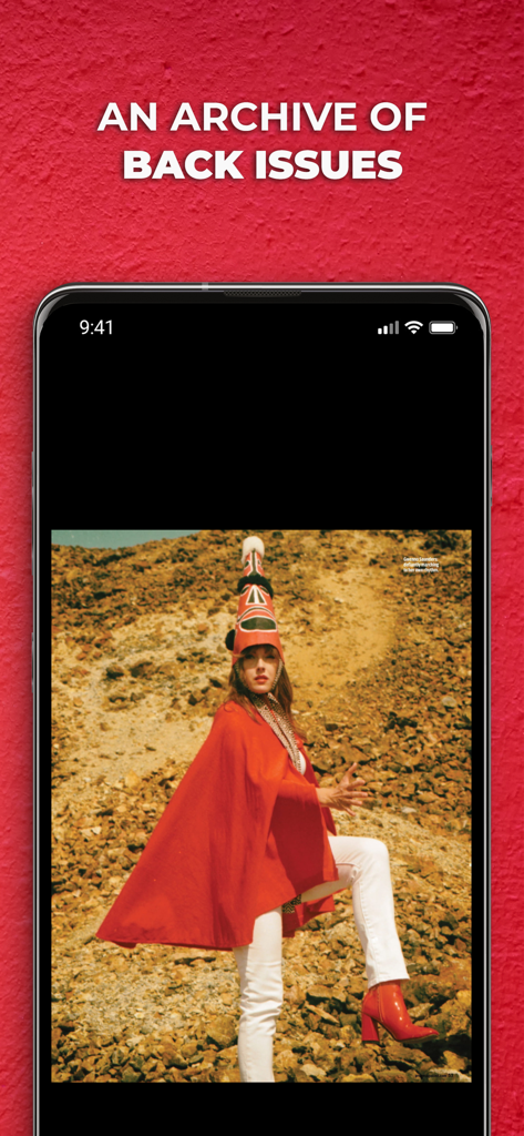 Prog Magazine - Smartphone displaying a back issue of Prog Magazine featuring an artist in a desert landscape.