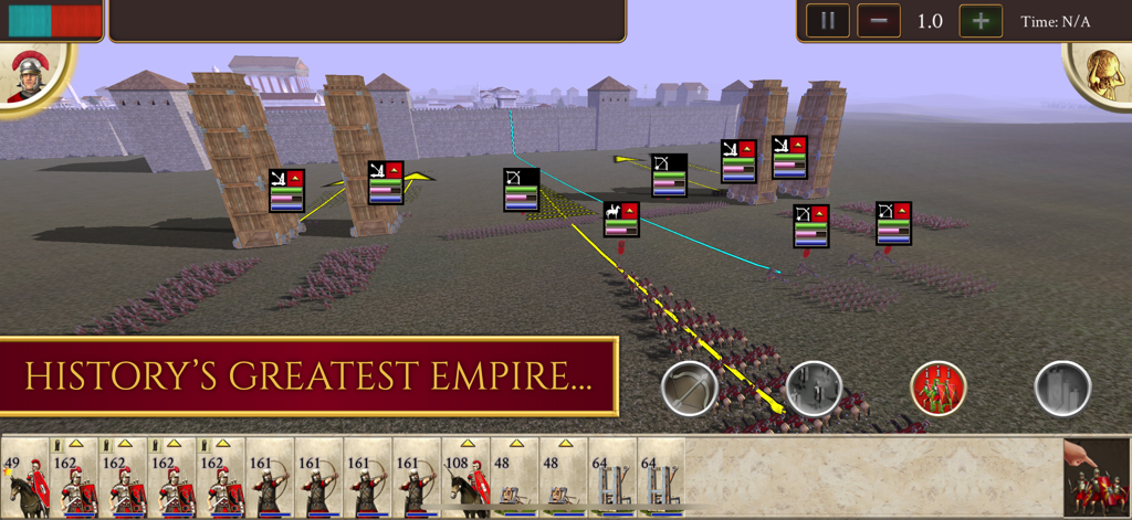 ROME: Total War - A 3D real-time siege battle in ROME Total War featuring Roman infantry and siege towers moving toward city walls