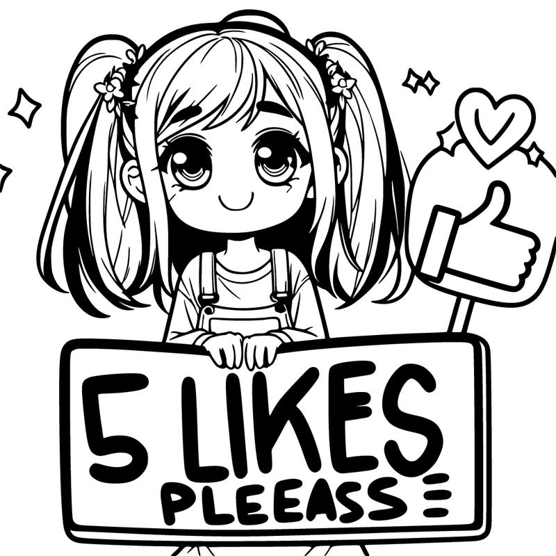 girl holding sign saying 5 likes please