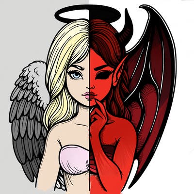 realistic angel half demon