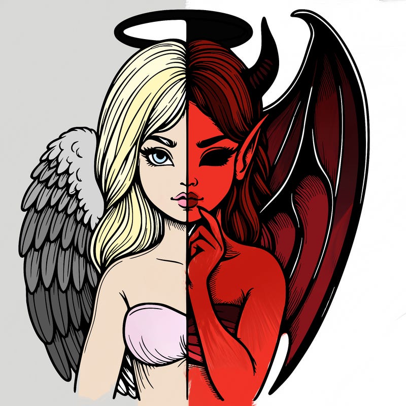 realistic angel half demon