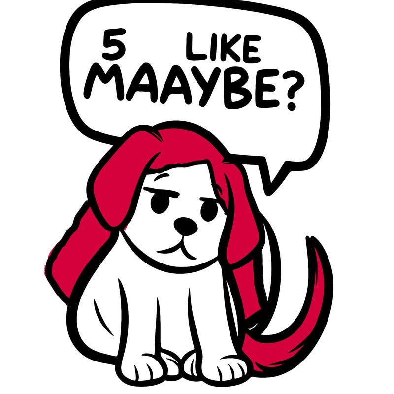a puppy that says 5 like maybe