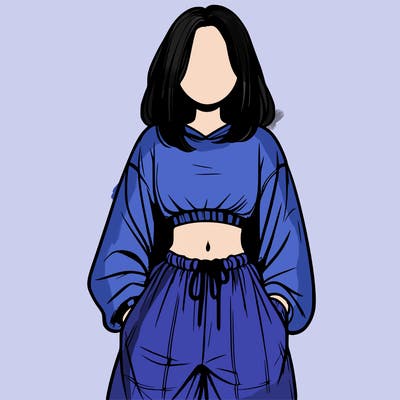 realistic girl faceless with baggy pants and a crop top