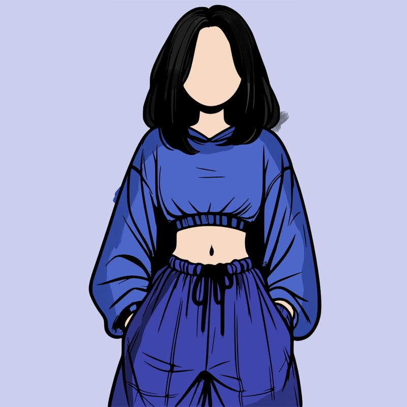 realistic girl faceless with baggy pants and a crop top