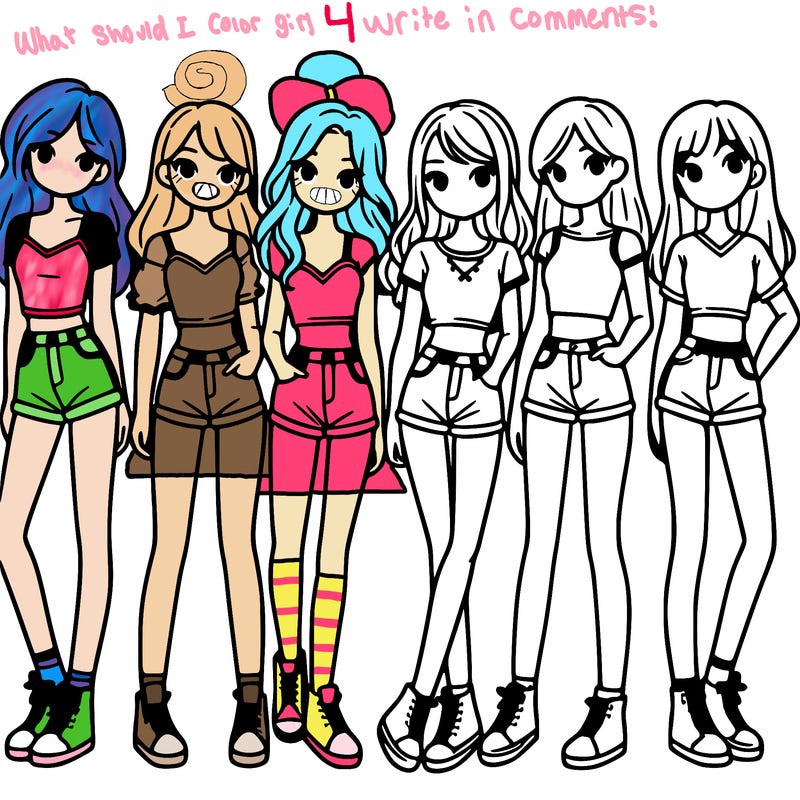 a group of girls wearing crop tops and shorts