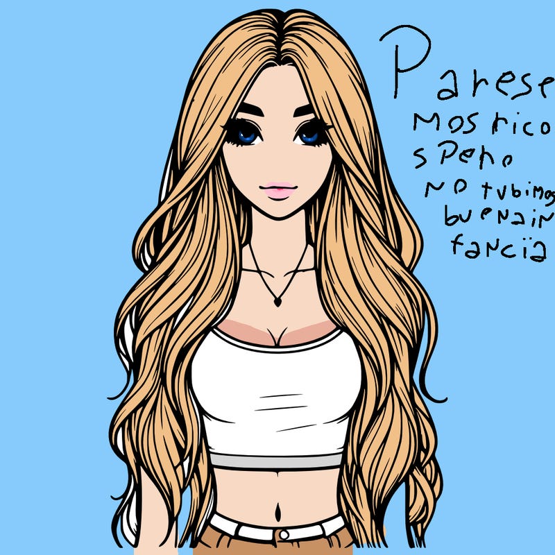 realistic girl with long hair and a crop top