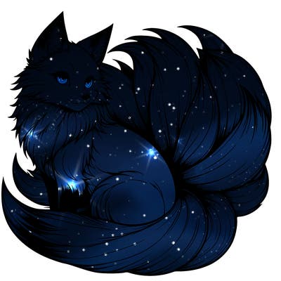 realistic detailed 9 tailed anime fox