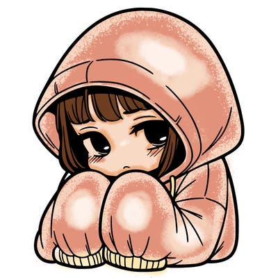 sad girl in oversised hoodie