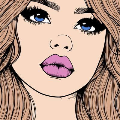 really realistic girl with lips