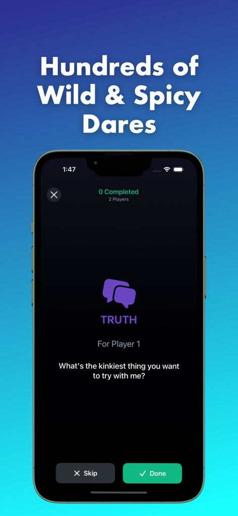 Truth or Dare Adults Only - A spicy truth challenge displayed on the Truth or Dare Adults Only mobile app