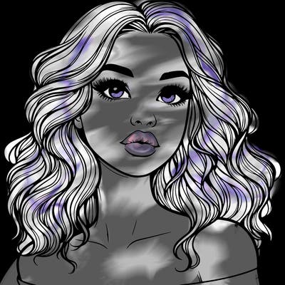 realistic girl with wavy hair and lips