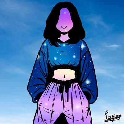 realistic girl faceless with baggy pants and a crop top