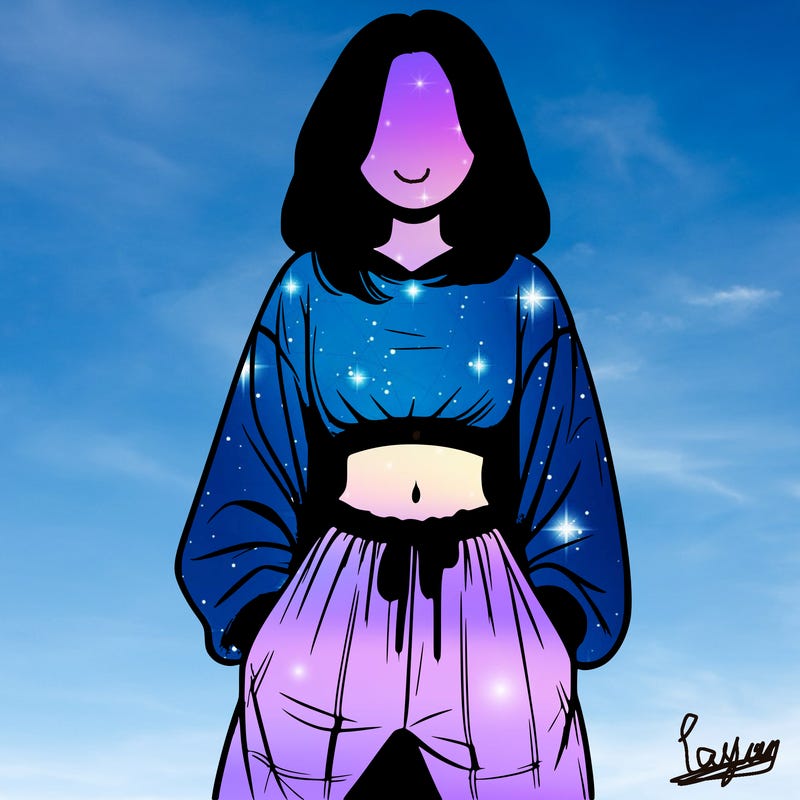 realistic girl faceless with baggy pants and a crop top