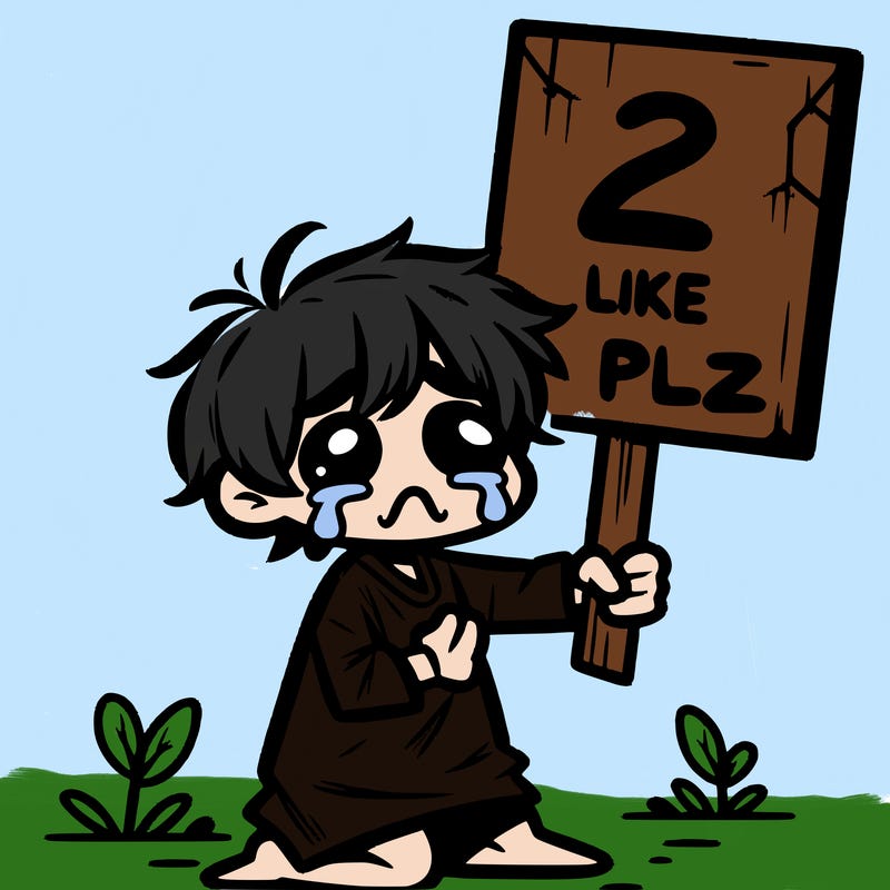 small poor toddler crying with sign that says 2 like plz