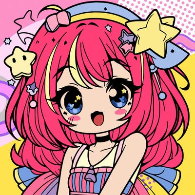 cute anime girl with star accessories