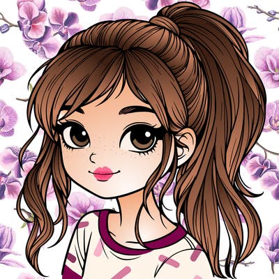 realistic girl with ponytail