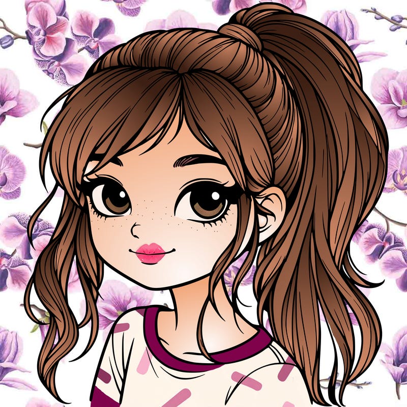 realistic girl with ponytail