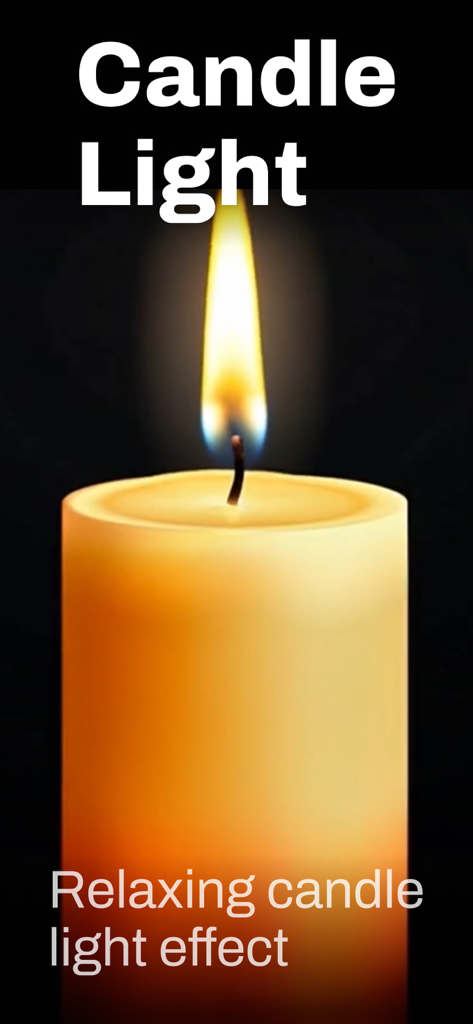 Reading Light Glowow - iPhone screen displaying a realistic relaxing candle light effect for mood lighting