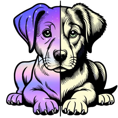 realistic dog split picture