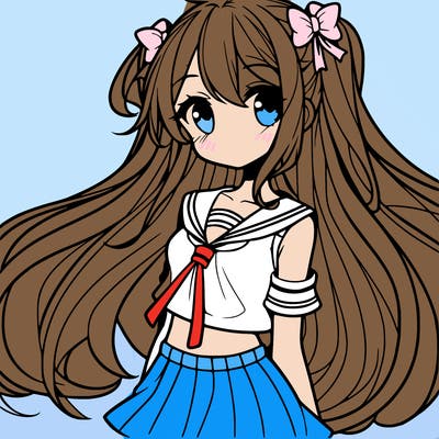 cute anime girl with long hair