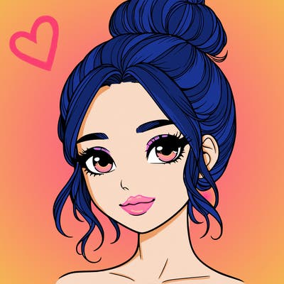 realistic pretty girl with hair in bun