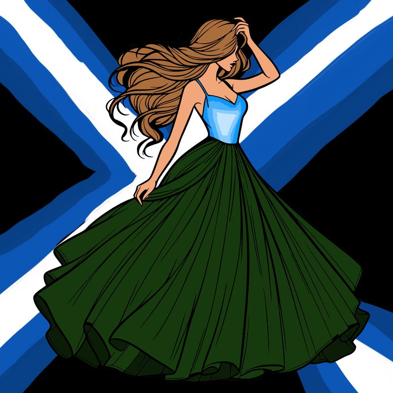 realistic woman with dress flowing in the wind