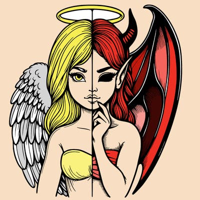 realistic angel half demon