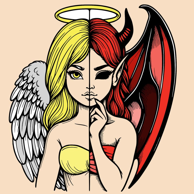 realistic angel half demon