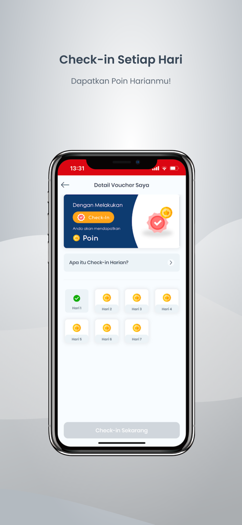 SHARP ID - SHARP ID mobile app interface displaying the daily check-in feature and loyalty reward points program.