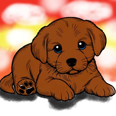 a cute realistic puppy