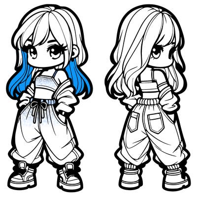 girl in crop top and baggy pants