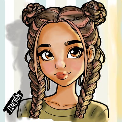 realistic girl with braids