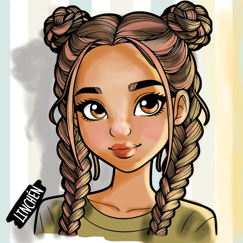realistic girl with braids