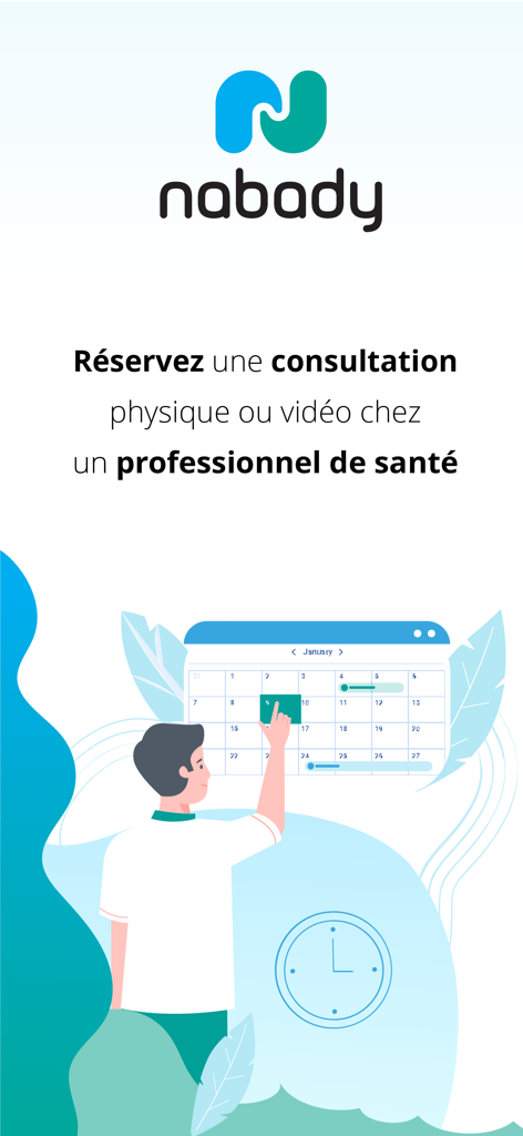 Nabady - Nabady app screen for booking physical or video medical consultations with healthcare professionals