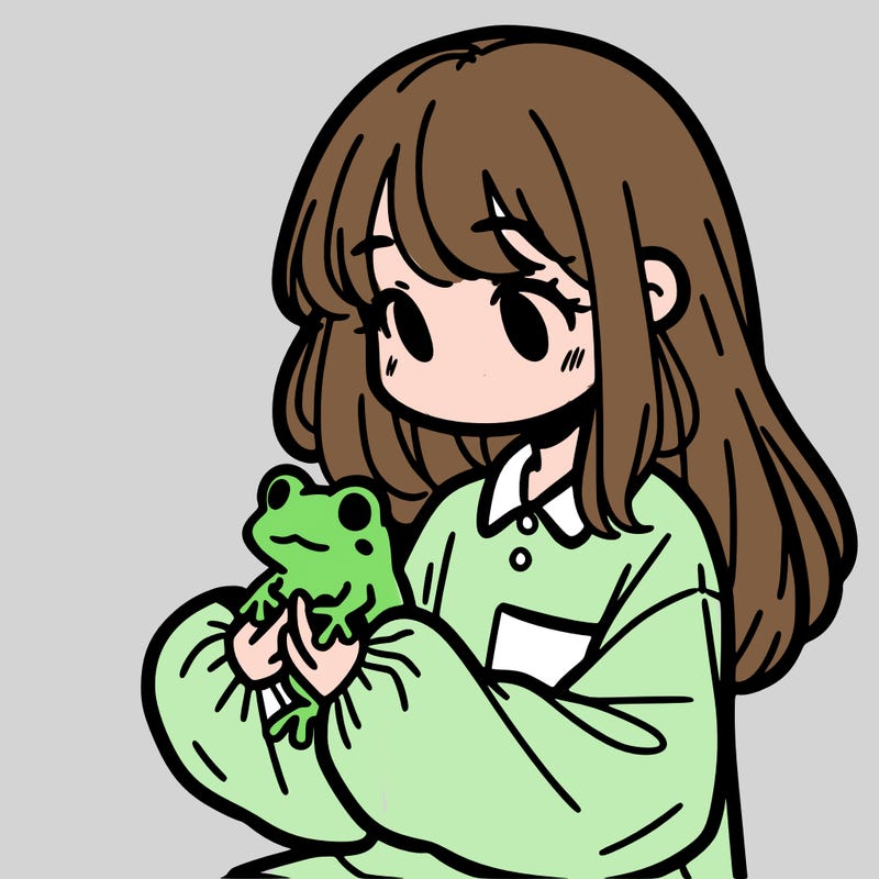 girl with long hair and a oversized shirt. and she is holding a frog