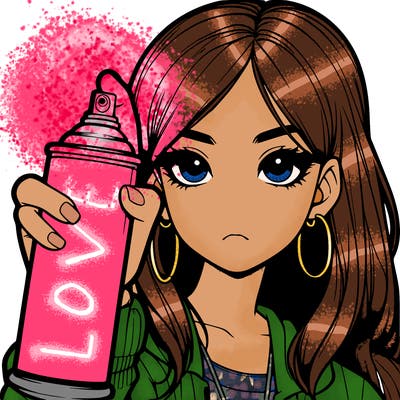 girl with spray can realistic