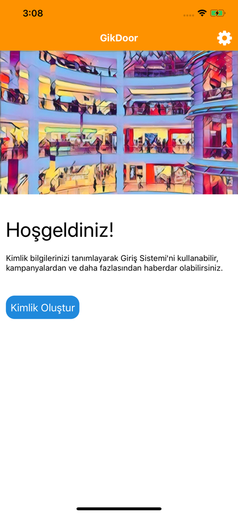 GikDoor - GikDoor app welcome screen for digital identity creation and security access