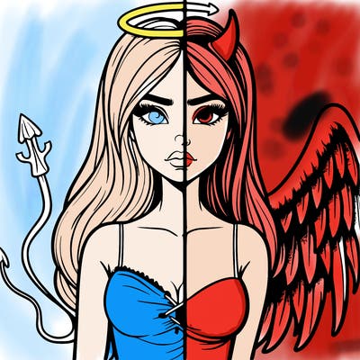 devil vs angel realistic girl