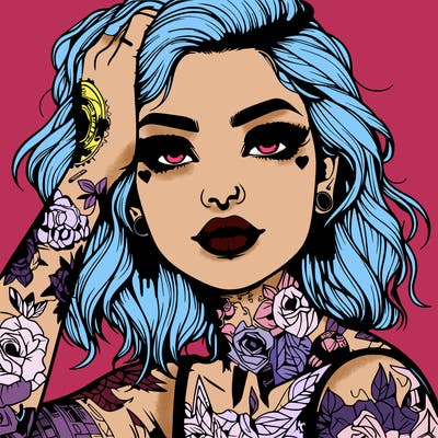 realistic girl with tattoos all over