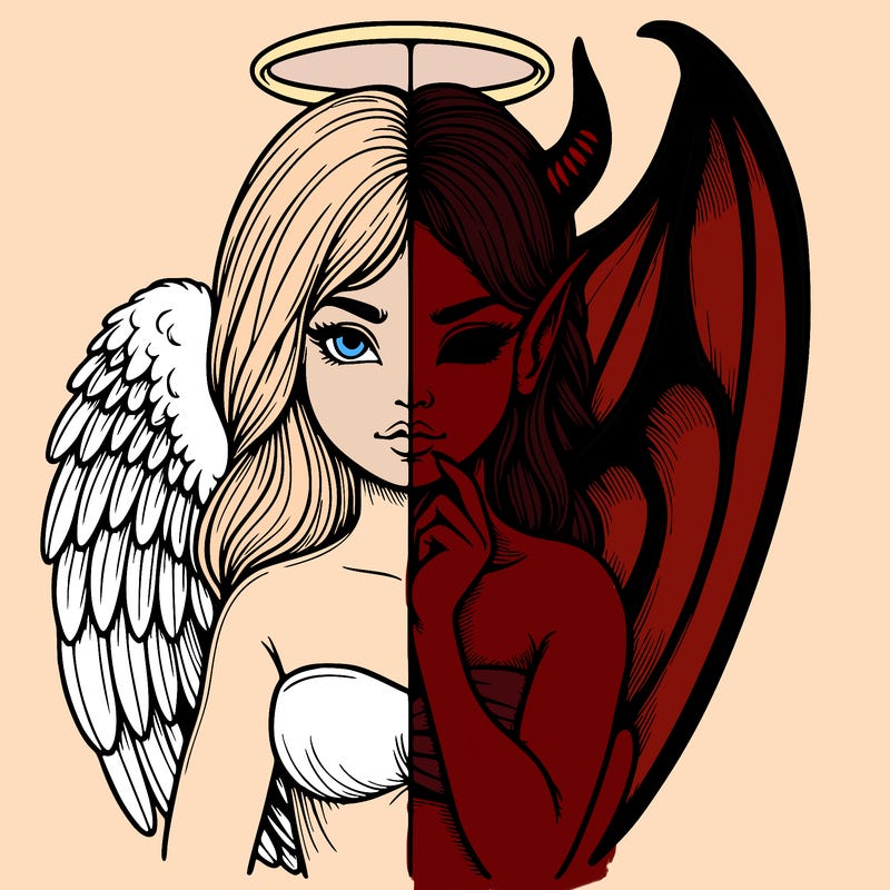 realistic angel half demon