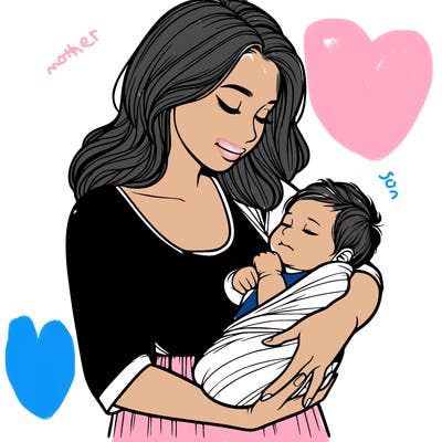 mother holding baby realistic