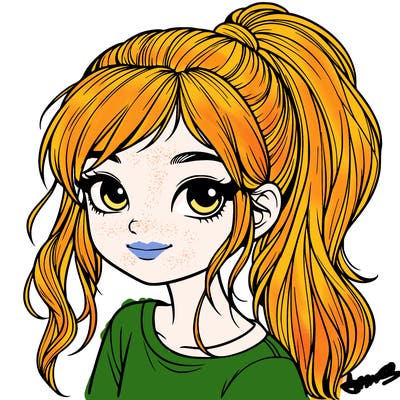 realistic girl with ponytail