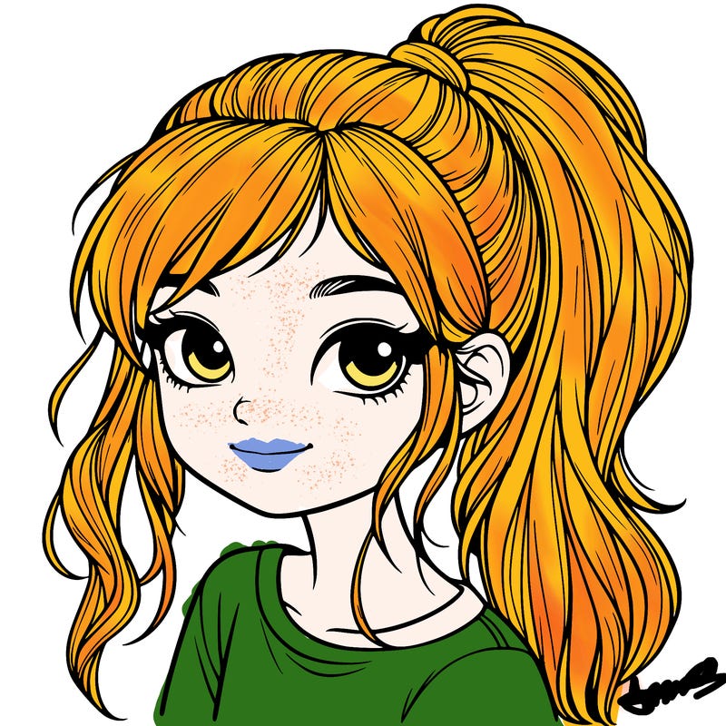 realistic girl with ponytail